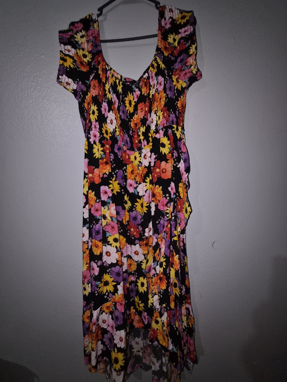 torrid Black Floral Maxi Dress with Pink, Orange & Yellow Blooms